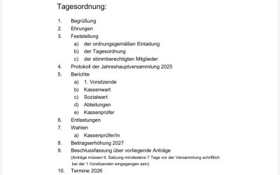Einladung zur Jahreshauptversammlung 2026